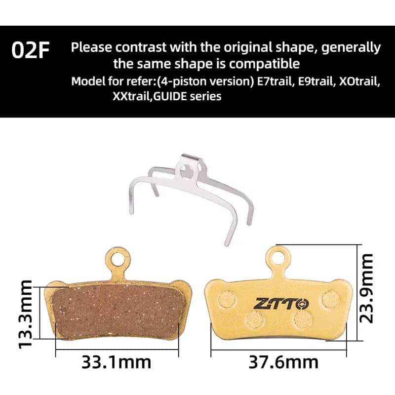 BRAKE PADS ZTTO MJ-02F SRAM 4P GUIDE METAL — imagem 2